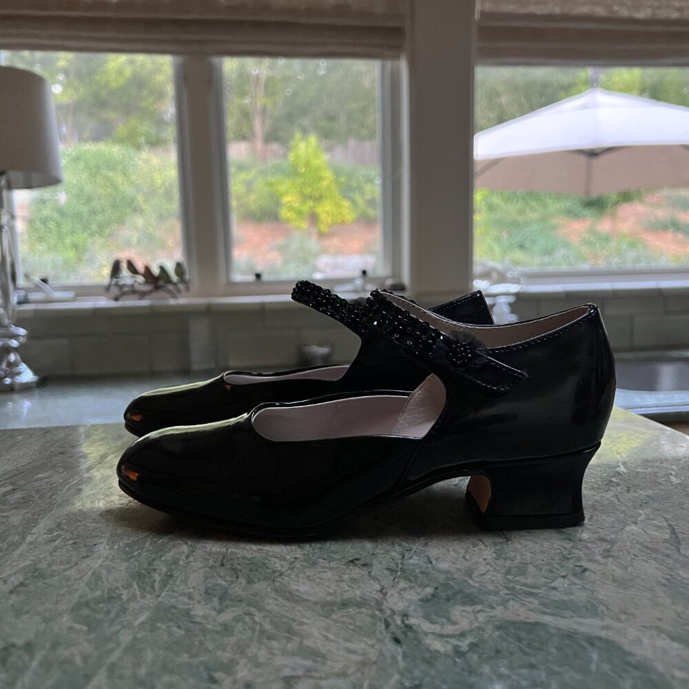 Girls Size 1M Black Mary Jane Patent Leather Shoes - Picture 4 of 8